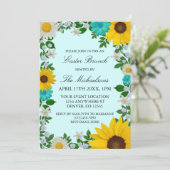 Rustikale Sonnenblume Daisy Floral Oaster Einladung (Stehend Vorderseite)