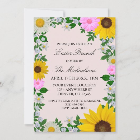 Rustikale Sonnenblume Daisy Floral Oaster Einladung (Vorderseite)