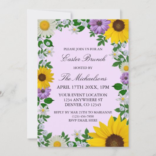 Rustikale Sonnenblume Daisy Floral Oaster Einladung (Vorderseite)
