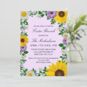 Rustikale Sonnenblume Daisy Floral Oaster Einladung (Stehend Vorderseite)