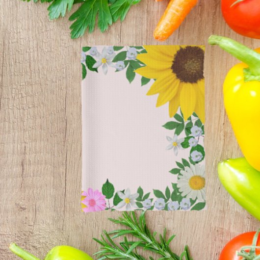 Rustikale Sonnenblume Daisy Floral Pink Geschirrtuch
