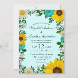 Rustikale Sonnenblume Daisy Floral Wedding Einladung