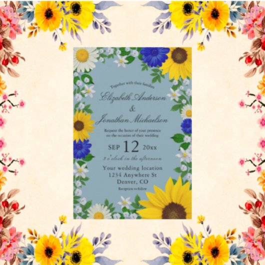 Rustikale Sonnenblume Daisy Floral Wedding Einladung