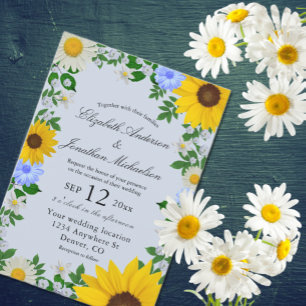 Rustikale Sonnenblume Daisy Floral Wedding Einladung