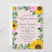 Rustikale Sonnenblume Daisy Floral Wedding Einladung (Vorderseite)