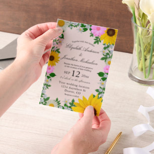 Rustikale Sonnenblume Daisy Floral Wedding Pergament Einladungen