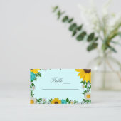 Rustikale Sonnenblume Daisy Floral Wedding Platzkarte (Stehend Vorderseite)