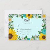 Rustikale Sonnenblume Daisy Floral Wedding RSVP Karte (Vorderseite)
