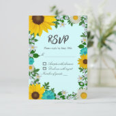 Rustikale Sonnenblume Daisy Floral Wedding RSVP Karte (Stehend Vorderseite)