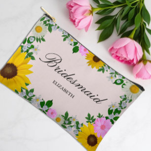 Rustikale Sonnenblume Daisy Floral Wedding Zubehörtasche