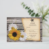 Rustikale Sonnenblume Daisy Wedding Replik Card RSVP Karte (Stehend Vorderseite)