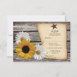 Rustikale Sonnenblume Daisy Wedding Replik Card RSVP Karte