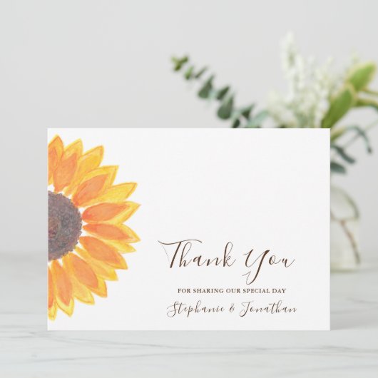 Rustikale Sonnenblume Danke Karte (Stehend Vorderseite)
