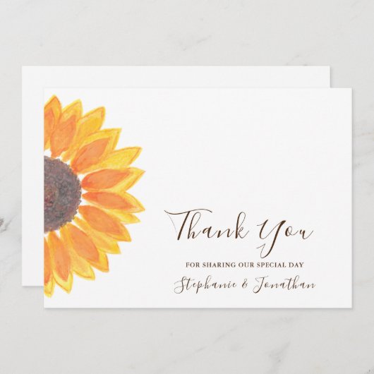 Rustikale Sonnenblume Danke Karte (Vorne/Hinten)