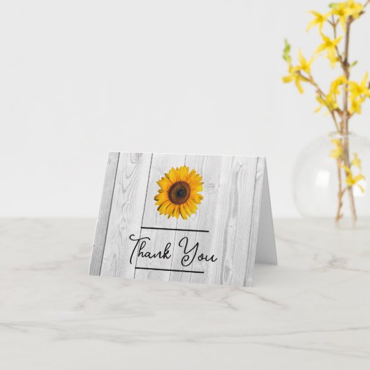 Rustikale Sonnenblume Danke Karte (Gelbe Blume)