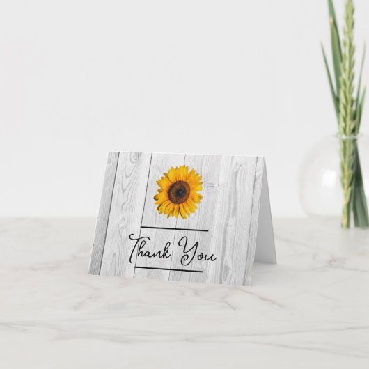 Rustikale Sonnenblume Danke Karte (Vorderseite)