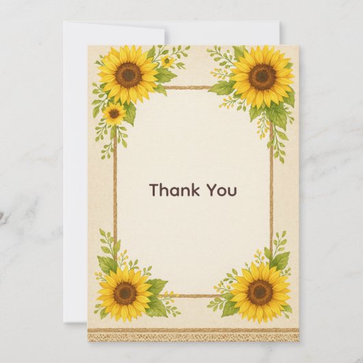 Rustikale Sonnenblume Danke Karte (Vorderseite)