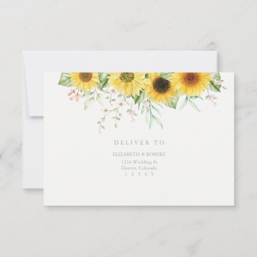 Rustikale Sonnenblume Delight Wedding RSVP Card Dankeskarte (Rückseite)