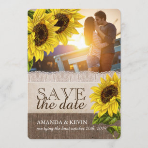 Rustikale Sonnenblume, die Save the Date Wedding