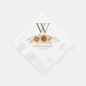 Rustikale Sonnenblume Eigenes Monogramm Serviette (Ecke)