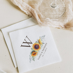 Rustikale Sonnenblume Eigenes Monogramm Serviette