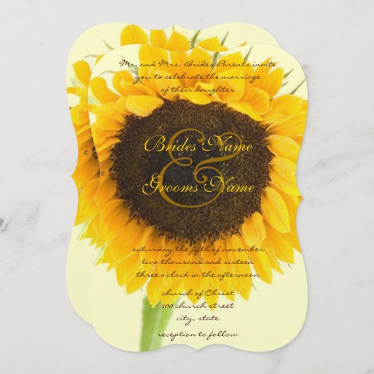 Rustikale Sonnenblume Einladung (Vorne/Hinten)