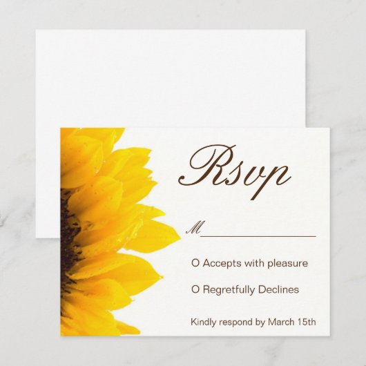 Rustikale Sonnenblume Einladung UAWG (Vorne/Hinten)