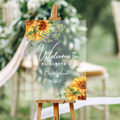 Rustikale Sonnenblume Elegantes Brautparty Empfang Acrylschild