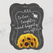 Rustikale Sonnenblume Elegantes Chalkboard Hochzei Einladung (Vorne/Hinten)