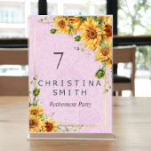 Rustikale Sonnenblume Elegantes Summer Retirement Tischnummer