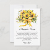 Rustikale Sonnenblume erschwingliche Hochzeit Dankeskarte (Vorderseite)