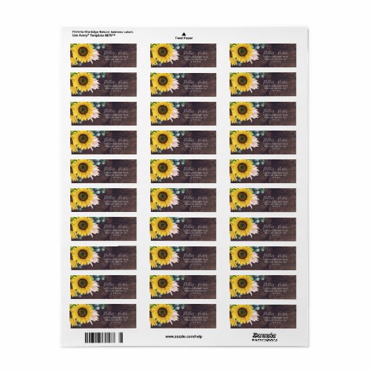 Rustikale Sonnenblume | Etikett der Holzrücksendea (Vorne)