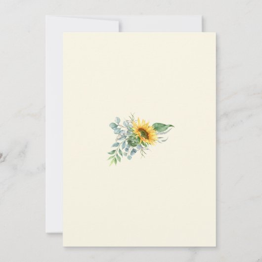 Rustikale Sonnenblume Eukalyptus Greenery Baby Dus Einladung (Rückseite)