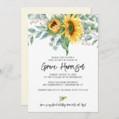 Rustikale Sonnenblume Eukalyptus Greenery Baby Dus Einladung (Vorne/Hinten)