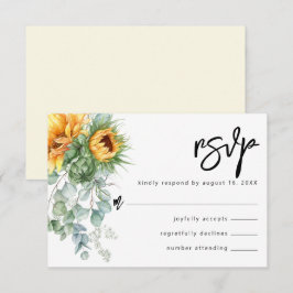 Rustikale Sonnenblume Eukalyptus Grüne Hochzeit RSVP Karte