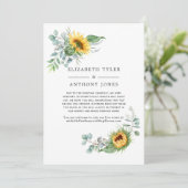 Rustikale Sonnenblume Eukalyptus reduzierte Gästel Ankündigung (Stehend Vorderseite)