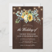 Rustikale Sonnenblume Eukalyptus-Saitenlichter Hoc Einladung (Vorderseite)
