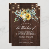 Rustikale Sonnenblume Eukalyptus-Saitenlichter Hoc Einladung (Vorne/Hinten)