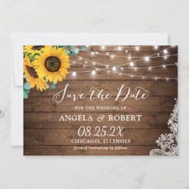 Rustikale Sonnenblume Eukalyptus String Lights Hoc Save The Date