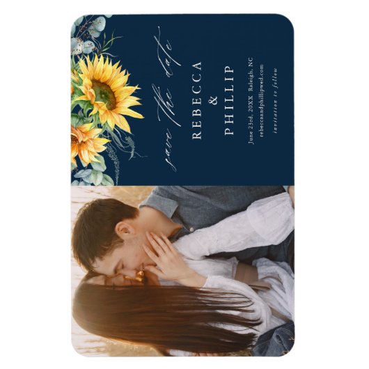 Rustikale Sonnenblume Eukalyptus Wedding retten da Magnet (Vertikal)