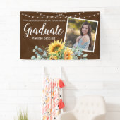 Rustikale Sonnenblume Foto String Lights Abschluss Banner (Insitu)