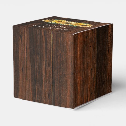 Rustikale Sonnenblume Gastgeschenk Hochzeit Geschenkschachtel (Rückseite)