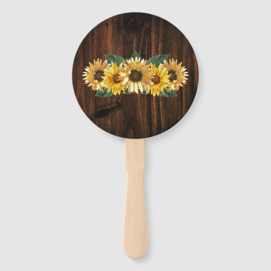 Rustikale Sonnenblume Gastgeschenk Hochzeit Handfä Fächer (Rückseite)