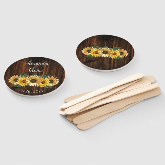 Rustikale Sonnenblume Gastgeschenk Hochzeit Handfä Fächer (Non-assembled)