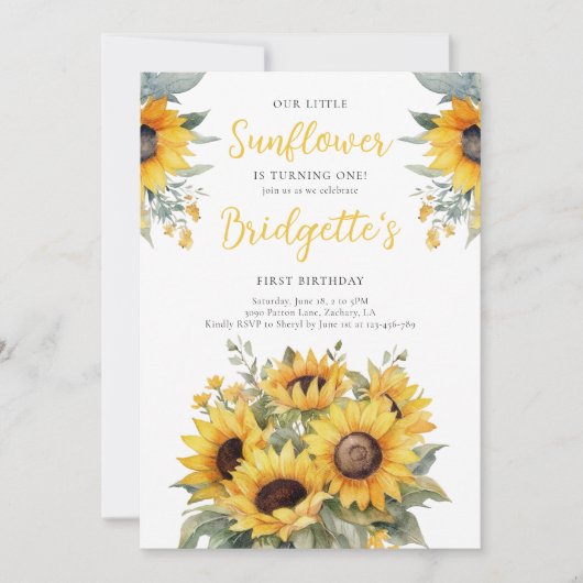 Rustikale Sonnenblume Geburtstag Einladung (Vorderseite)