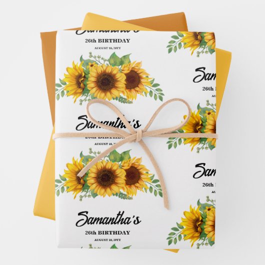 Rustikale Sonnenblume Geburtstag Geschenkpapier Set (Beispiel)