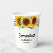 Rustikale Sonnenblume Geburtstag Pappbecher (Rückseite)