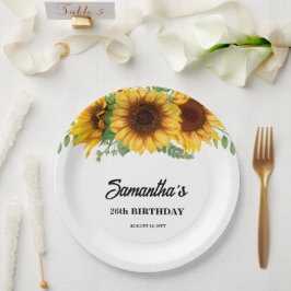 Rustikale Sonnenblume Geburtstag Pappteller