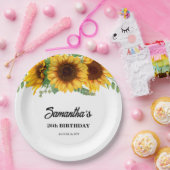 Rustikale Sonnenblume Geburtstag Pappteller (Party)