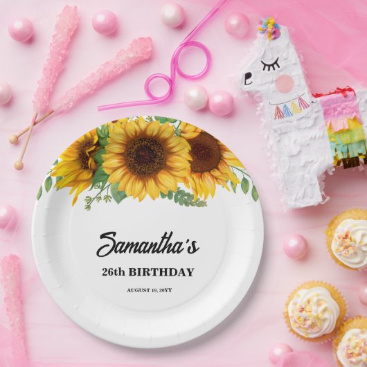 Rustikale Sonnenblume Geburtstag Pappteller (Party)